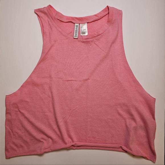 H&M Divided pink cotton blend knit raw edge crop top size S US - Picture 2 of 5